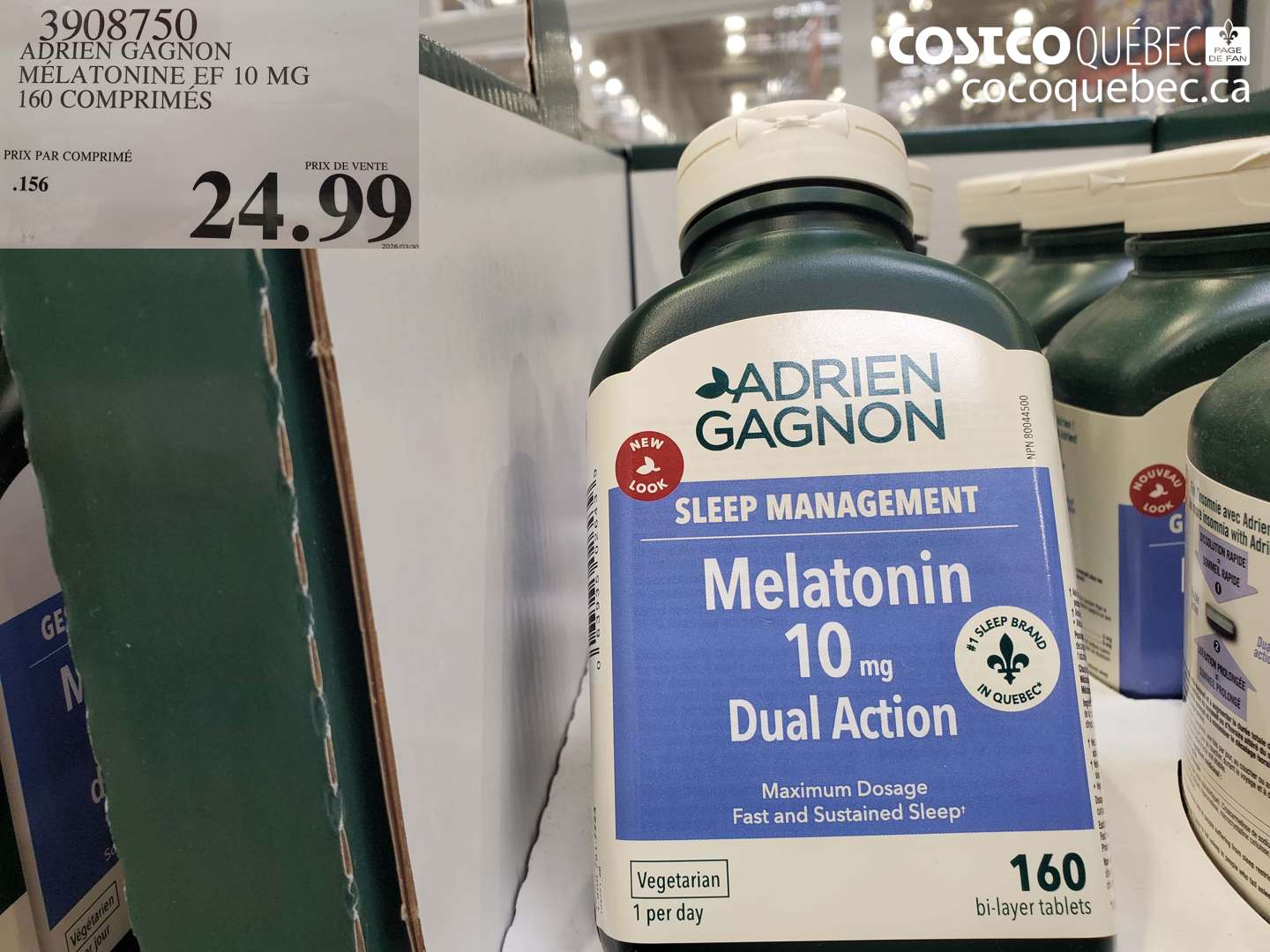 3908750 ADRIEN GAGNON MELATONINE EF 10 MG 160 COMPRIMÉS $24.99