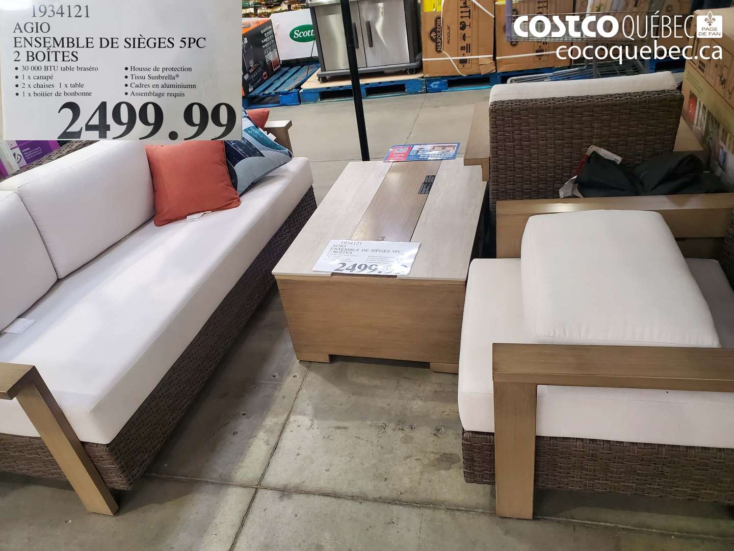 1934121 AGIO ENSEMBLE DE SIEGES 5PC 2 BOITES $2499.99