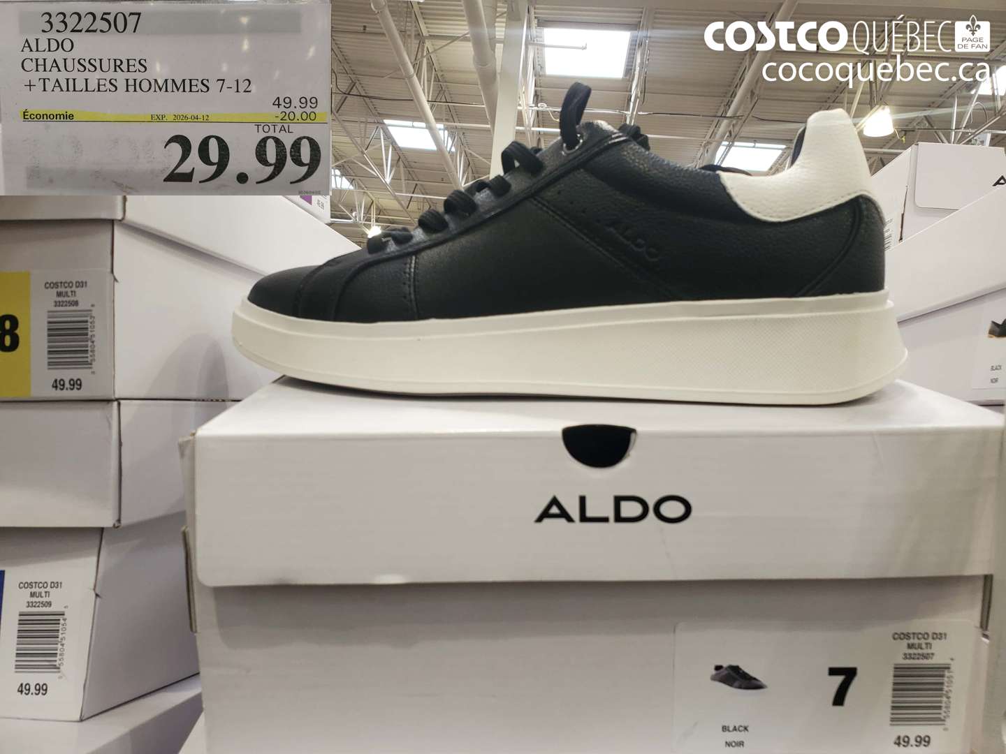 3322507 ALDO CHAUSSURES +TAILLES HOMMES 7-12 ($20.00 INSTANT SAVINGS EXPIRES ON 2026-04-12) $29.99
