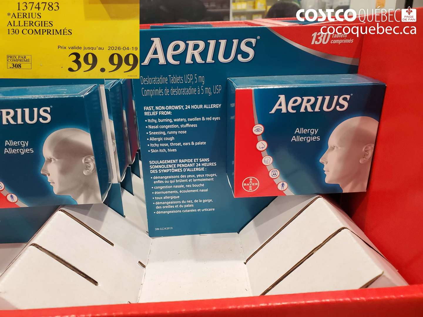 1374783 ALLERGIES 130 COMPRIMÉS (EXPIRES ON 2026-04-19) $39.99