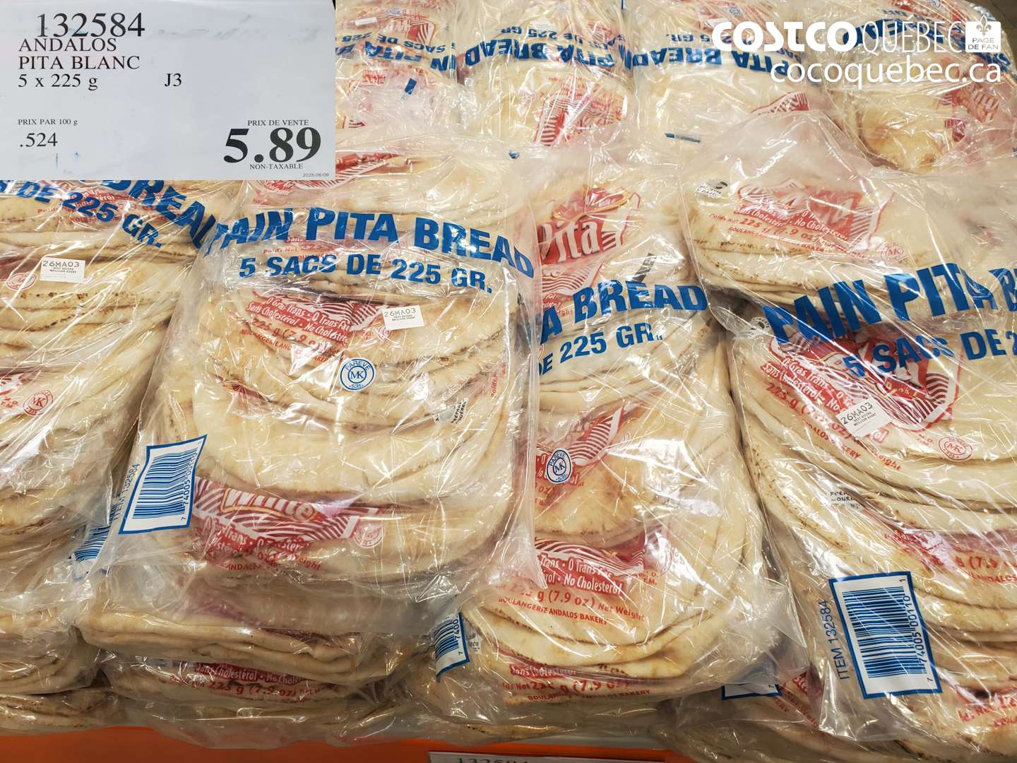 132584 ANDALOS PITA BLANC 5 X 225 G $5.89