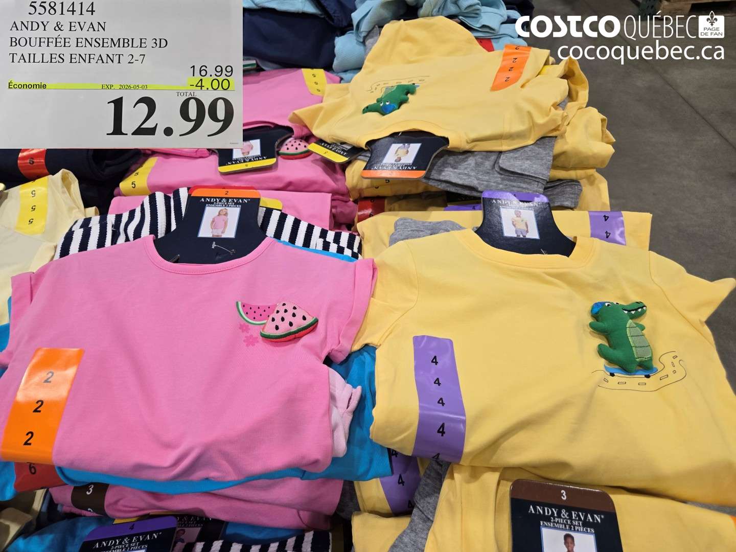 55814114 ANDY & EVAN BOUFFEE ENSEMBLE 3D TAILLES ENFANT 2-7 ($4.00 INSTANT SAVINGS EXPIRES ON 2026-05-03) $12.99