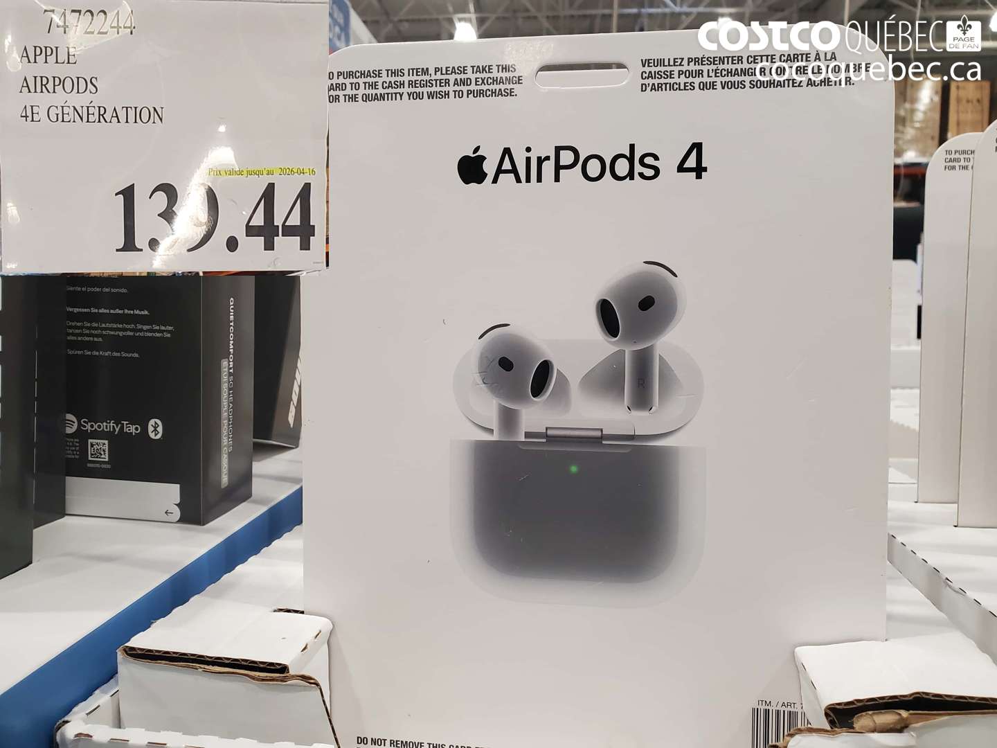 7472244 APPLE AIRPODS 4E GÉNÉRATION (EXPIRES ON 2026-04-16) $139.44