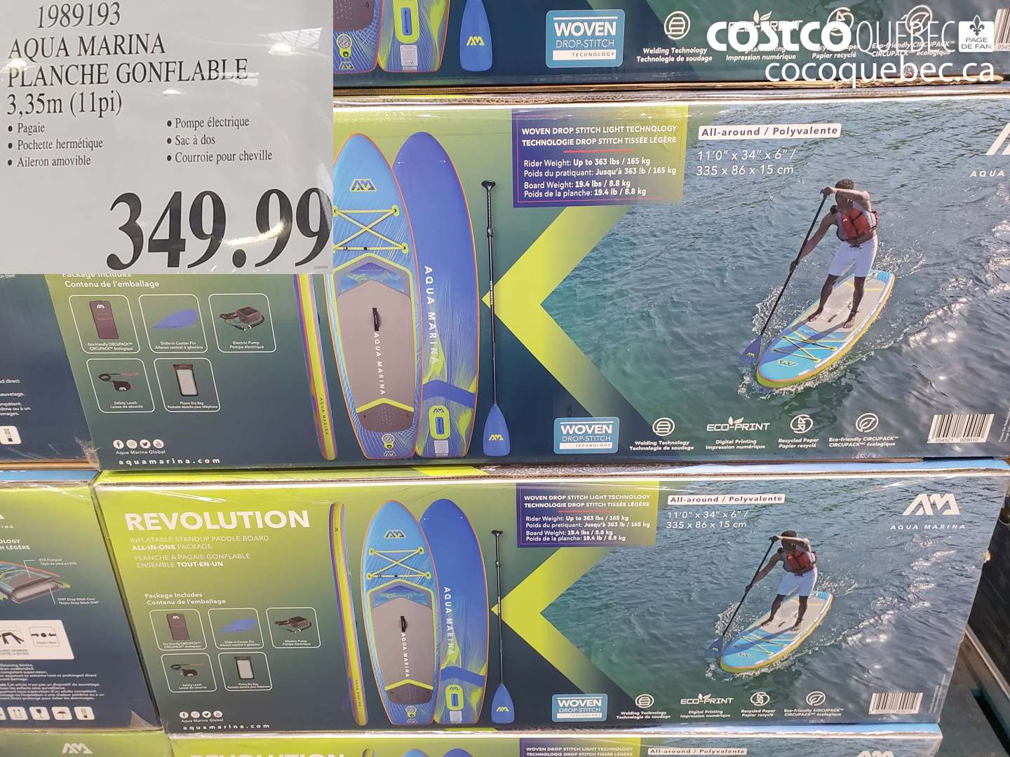 1989193 AQUA MARINA PLANCHE GONFLABLE 3,35M (11 PI) $349.99