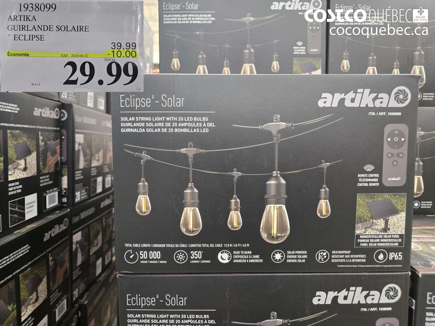 1938099 ARTIKA GUIRLANDE SOLAIRE ECLIPSE ($10.00 INSTANT SAVINGS EXPIRES ON 2026-04-12) $29.99