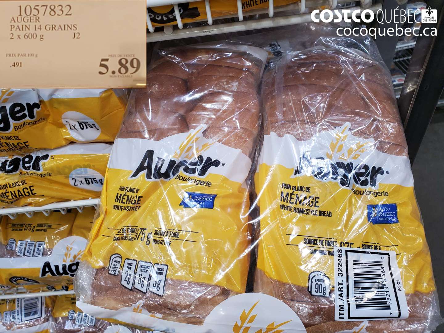 1057832 AUGER PAIN 14 GRAINS 2 X 600 G $5.89