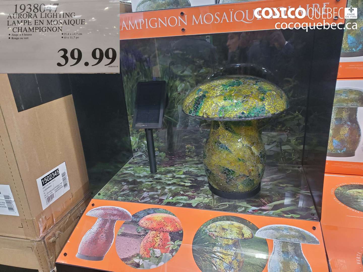 1938047 AURORA LIGHTING LAMPE EN MOSAIQUE CHAMPIGNON $39.99
