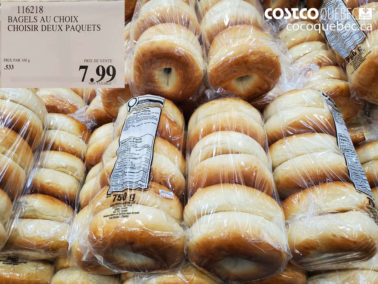 116218 BAGELS AU CHOIX CHOISIR DEUX PAQUETS $7.99