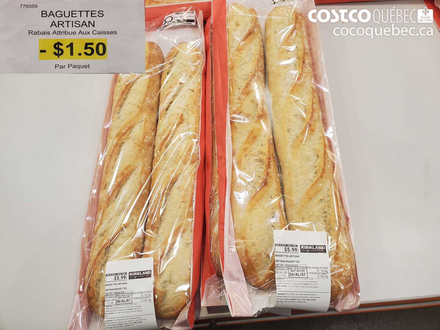 776059 BAGUETTES ARTISAN ($1.50 INSTANT SAVINGS)