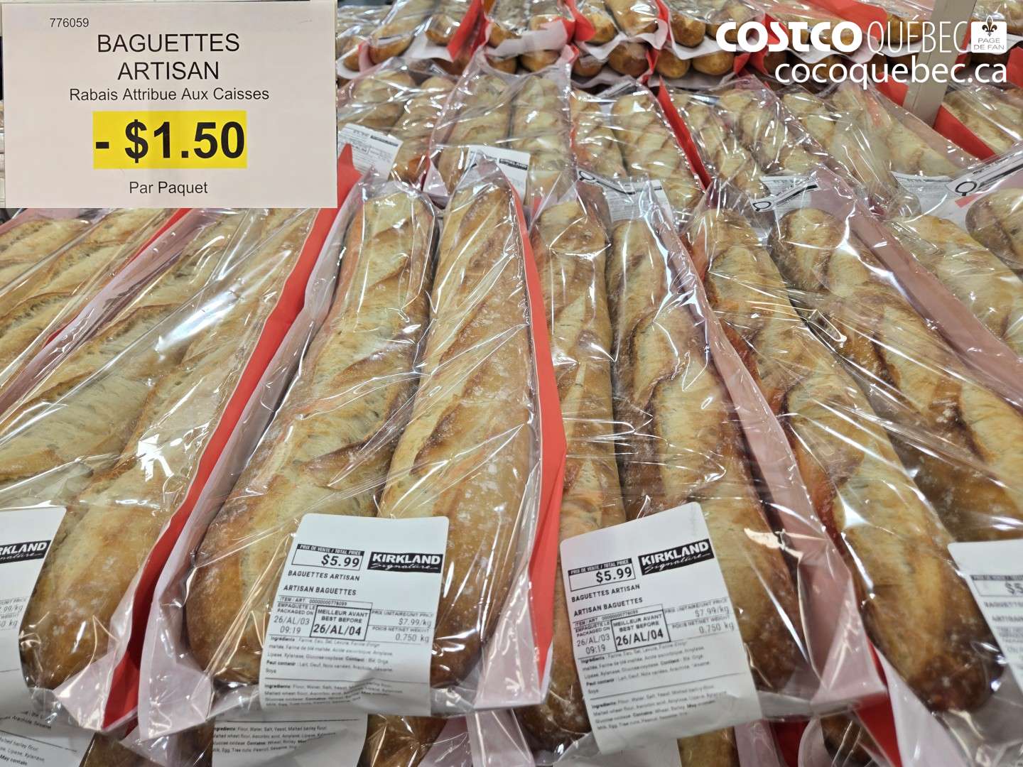 776059 BAGUETTES ARTISAN ($1.50 INSTANT SAVINGS)