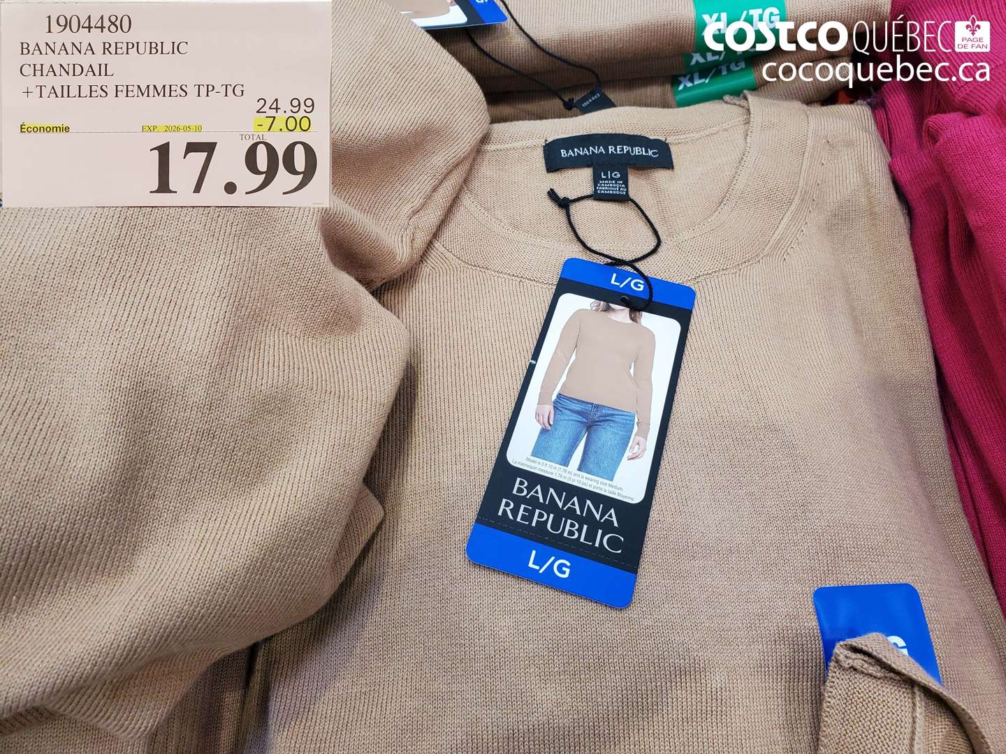 1904480 BANANA REPUBLIC CHANDAL +TAILLES FEMMES TP-TG ($7.00 INSTANT SAVINGS EXPIRES ON 2026-05-10) $17.99