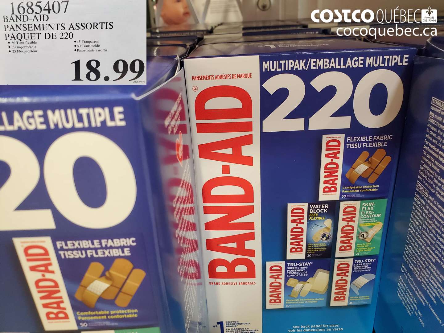 1685407 BAND-AID PANSEMENTS ASSORTIS PAQUET DE 220 $18.99