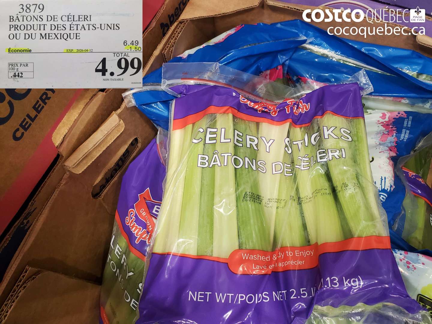 3879 BÂTONS DE CÉLERI PRODUIT DES ÉTATS-UNIS OU DU MEXIQUE ($1.50 INSTANT SAVINGS EXPIRES ON 2026-04-12) $4.99