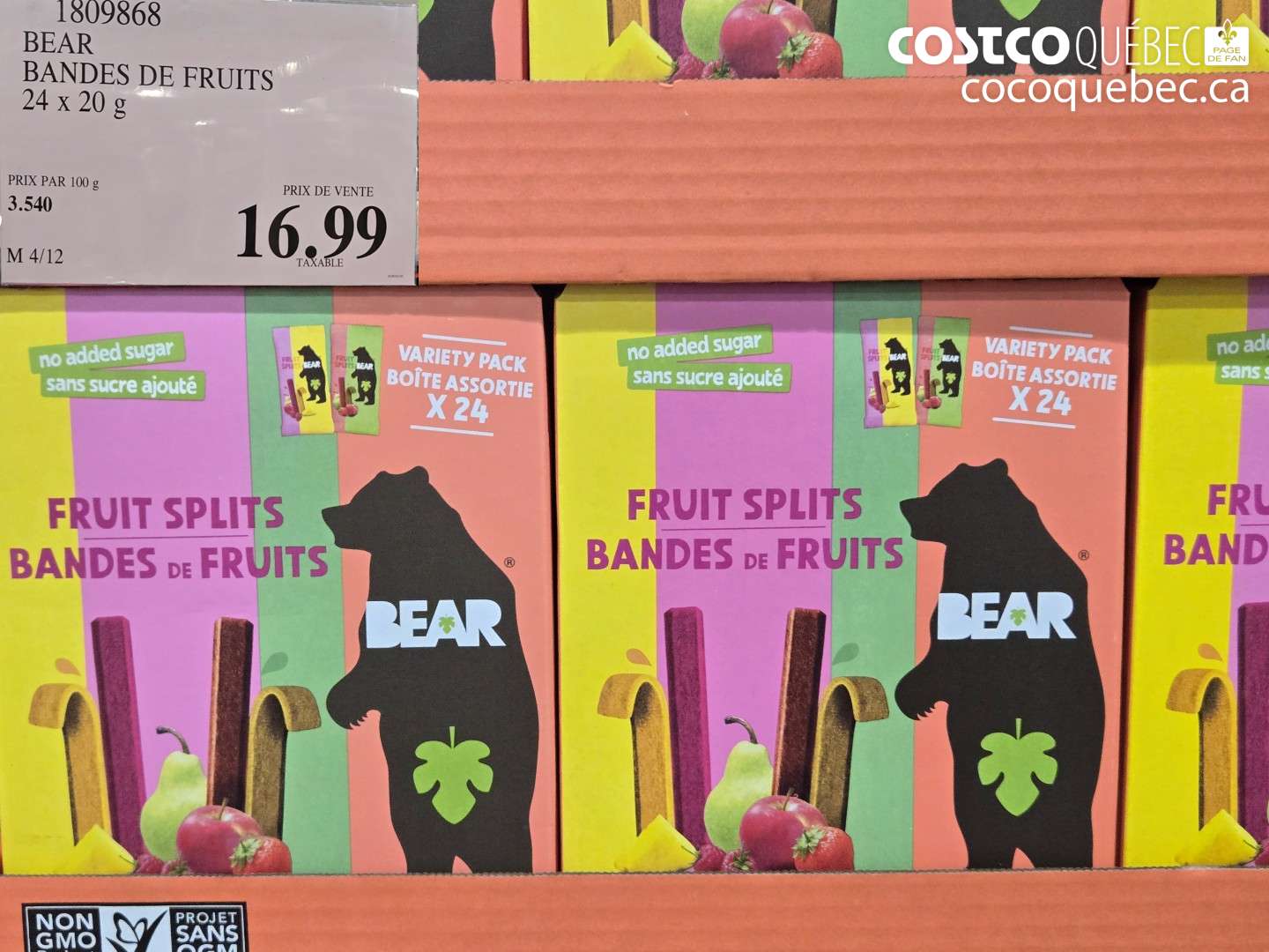 1809868 BEAR BANDES DE FRUITS 24 X 20 G $16.99