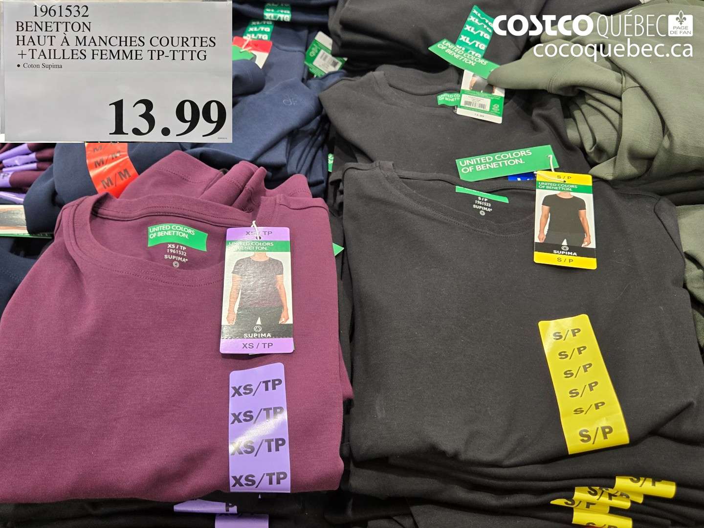 1961532 BENETTON HAUT À MANCHES COURTES + TAILLES FEMME TP-TTTG $13.99