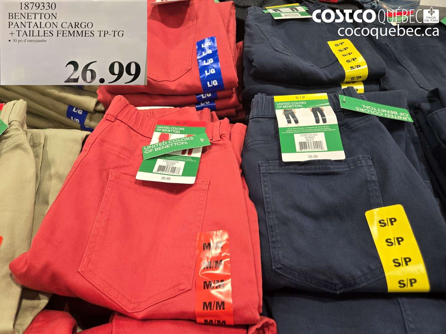 1879330 BENETTON PANTALON CARGO + TAILLES FEMMES TP-TG $26.99