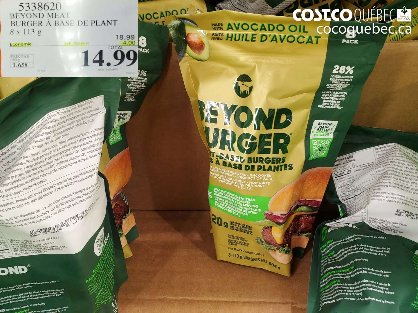 5338620 BEYOND MEAT BURGER A BASE DE PLANT 8 X 113 G ($4.00 INSTANT SAVINGS EXPIRES ON 2026-05-10) $14.99