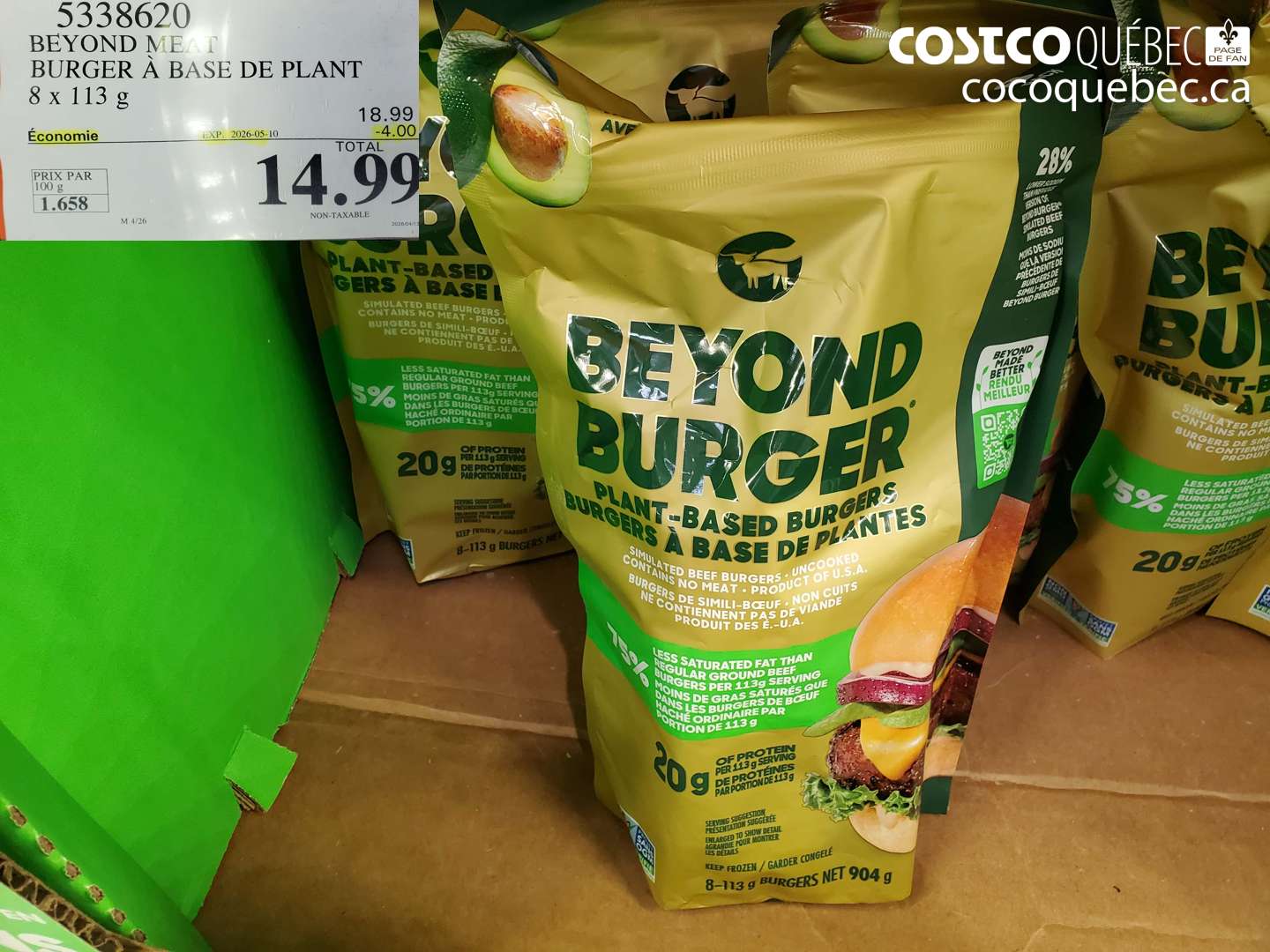 5338620 BEYOND MEAT BURGER A BASE DE PLANT 8 X 113 G ($4.00 INSTANT SAVINGS EXPIRES ON 2026-05-10) $14.99