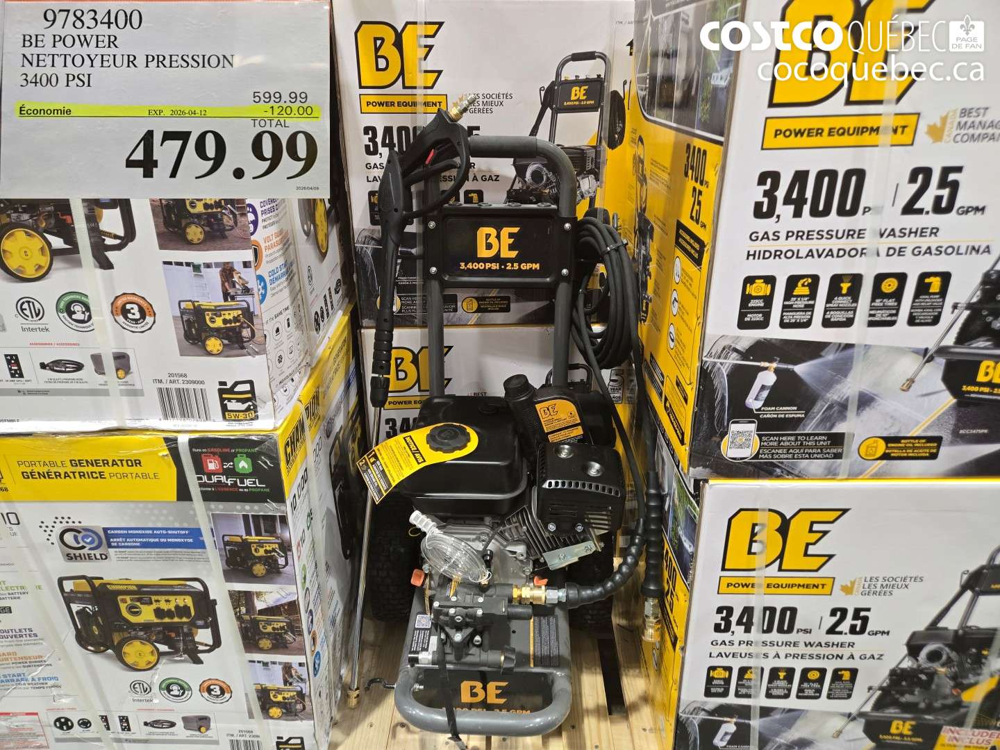 9783400 BE POWER NETTOYEUR PRESSION 3400 PSI ($120.00 INSTANT SAVINGS EXPIRES ON 2026-04-12) $479.99