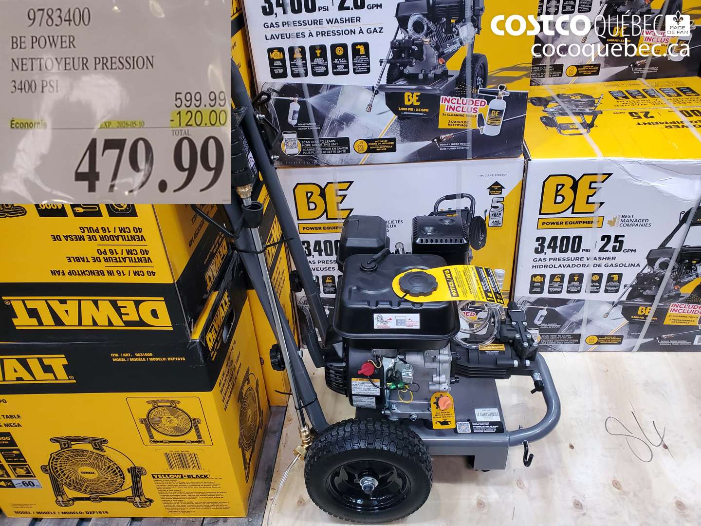 9783400 BE POWER NETTOYEUR PRESSION 3400 PSI ($120.00 INSTANT SAVINGS EXPIRES ON 2026-05-10) $479.99