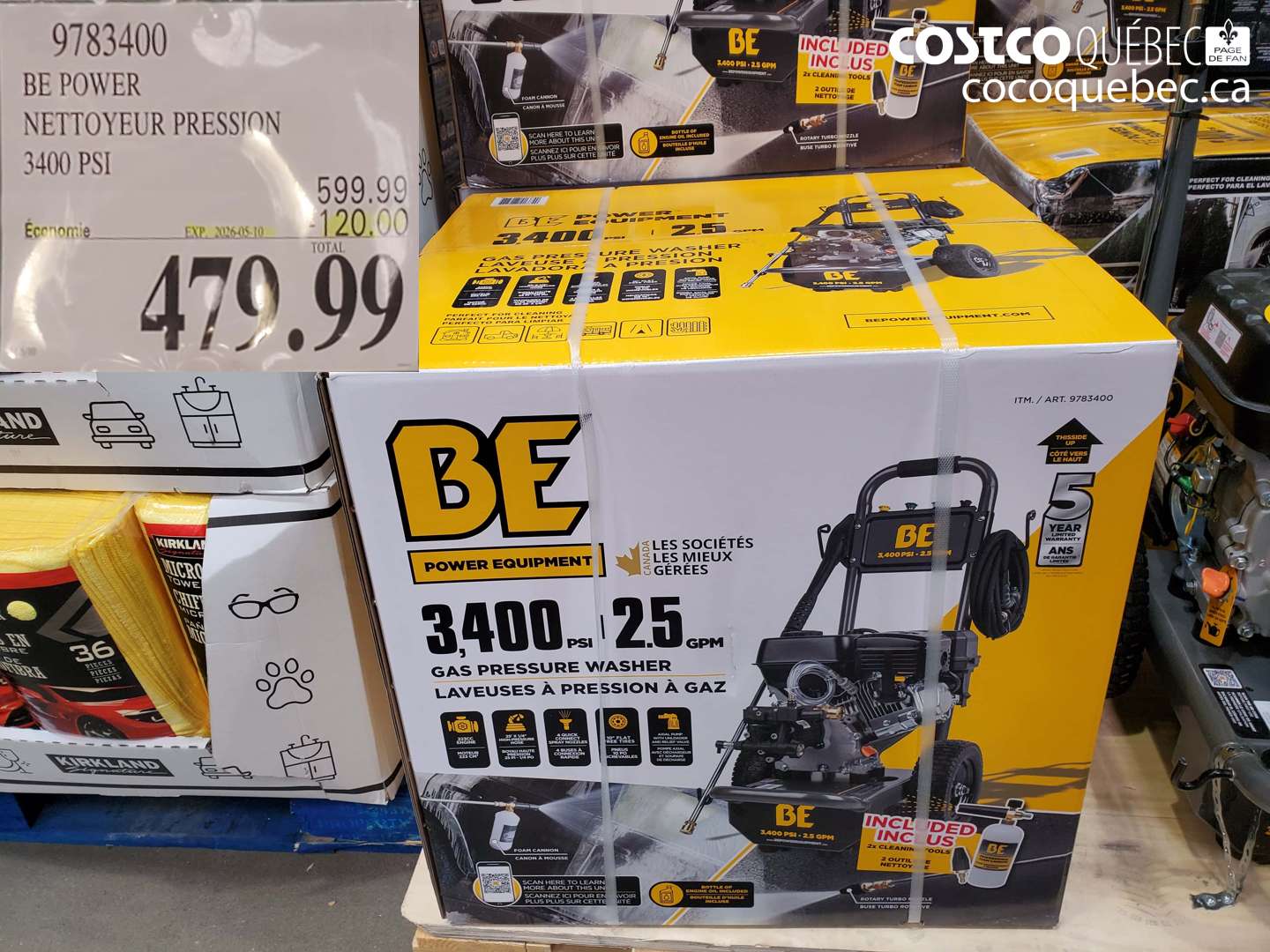 9783400 BE POWER NETTOYEUR PRESSION 3400 PSI ($120.00 INSTANT SAVINGS EXPIRES ON 2026-05-10) $479.99