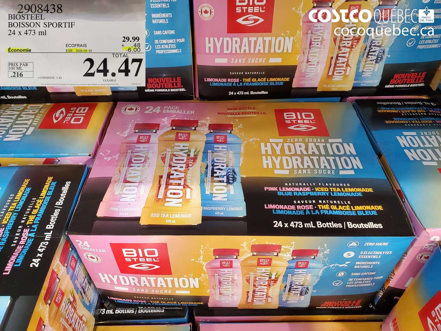 2908438 BIOSTEEL BOISSON SPORTIF 24 X 473 ML ($6.00 INSTANT SAVINGS EXPIRES ON 2026-05-10) $24.47