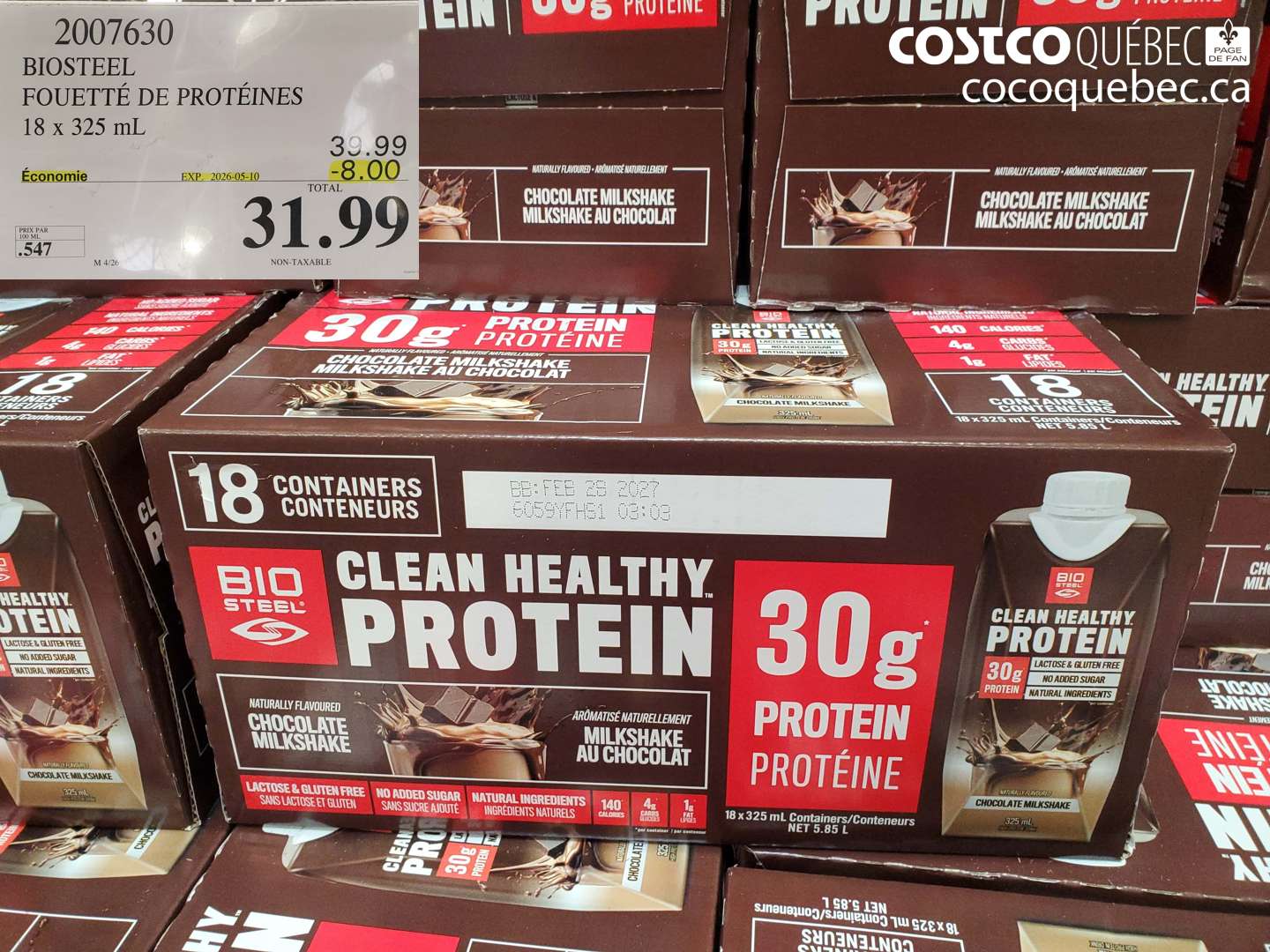 2007630 BIOSTEEL FOUETTE DE PROTEINES ($8.00 INSTANT SAVINGS EXPIRES ON 2026-05-10) $31.99