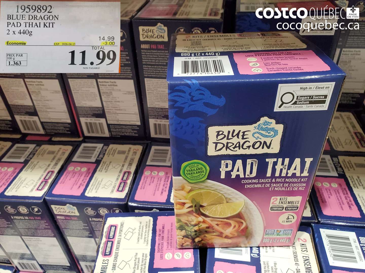1959892 BLUE DRAGON PAD THAI KIT 2 X 440G ($3.00 INSTANT SAVINGS EXPIRES ON 2026-04-13) $11.99