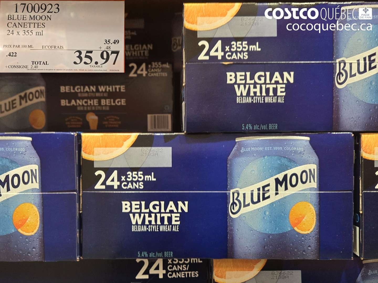 1700923 BLUE MOON CANETTES 24 X 355 ML $35.97
