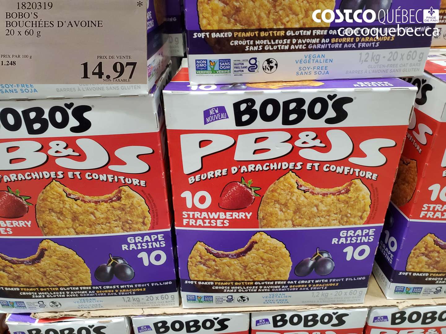 1820319 BOBO'S BOUCHÉES D'AVOINE 20 X 60 G $14.97