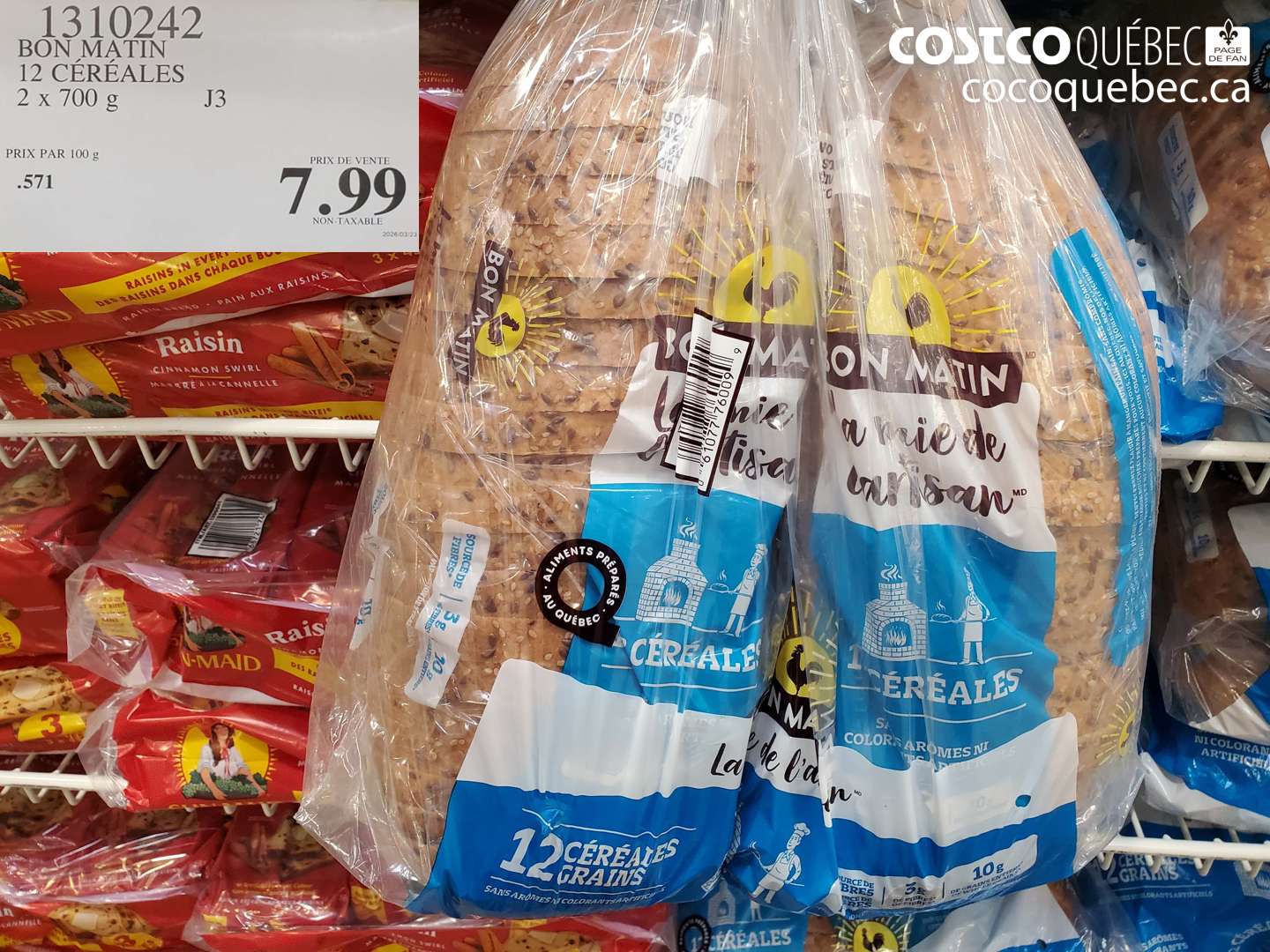 1310242 BON MATIN 12 CÉRÉALES 2 X 700 G $7.99