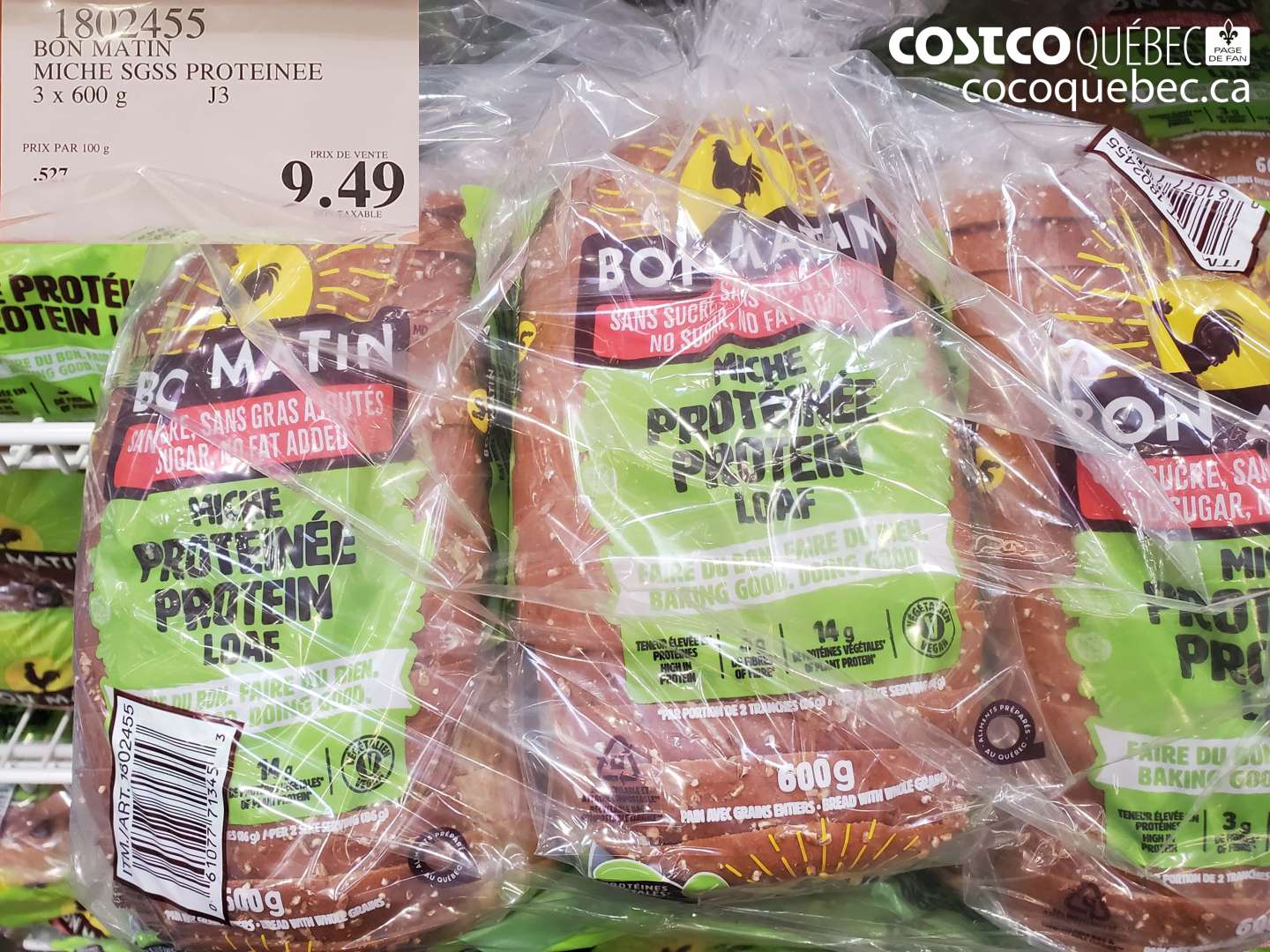 1802455 BON MATIN MICHE SGSS PROTEINEE 3 X 600 G $9.49