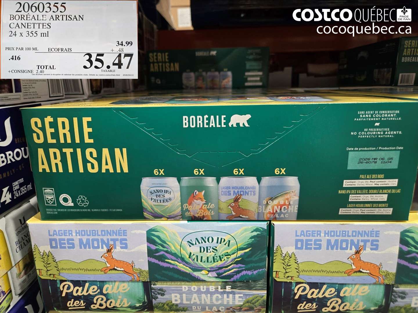 2060355 BORÉALE ARTISAN CANETTES 24 X 355 ML $35.47