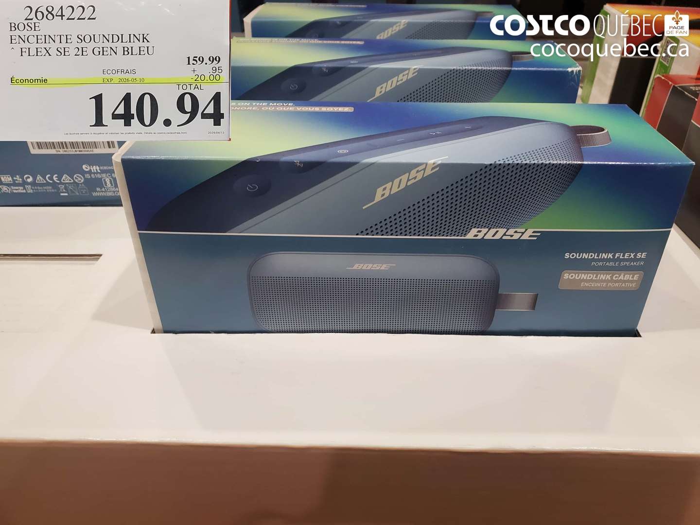 2684222 BOSE ENCEINTE SOUNDLINK FLEX SE 2E GEN BLEU ($20.00 INSTANT SAVINGS EXPIRES ON 2026-05-10) $140.94
