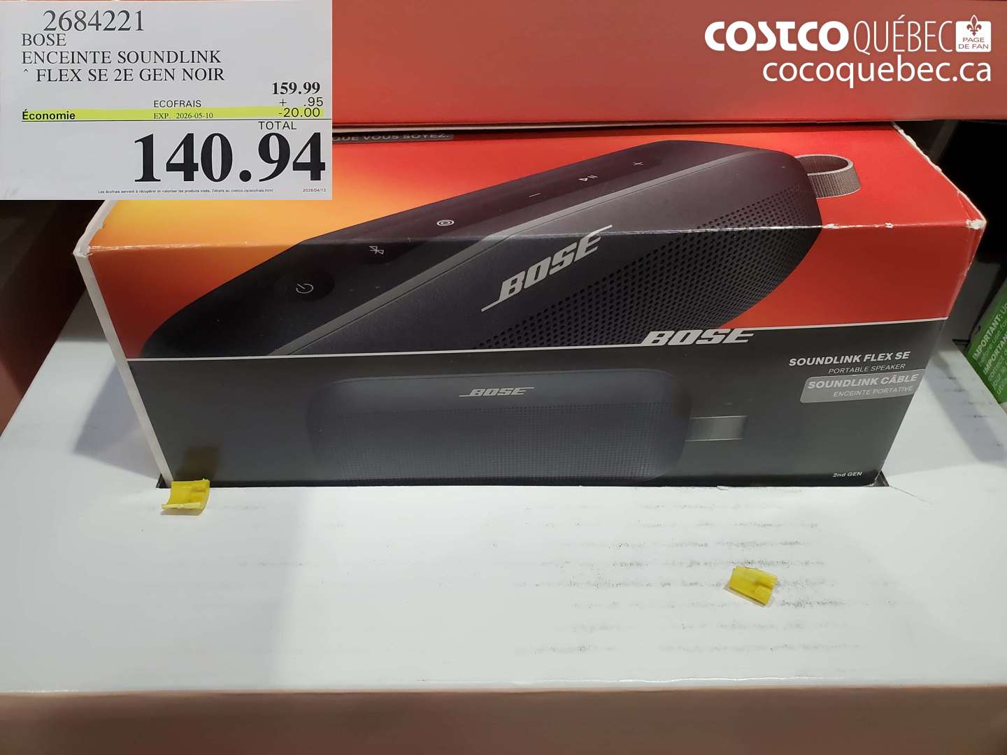 2684221 BOSE ENCEINTE SOUNDLINK FLEX SE 2E GEN NOIR ($20.00 INSTANT SAVINGS EXPIRES ON 2026-05-10) $140.94