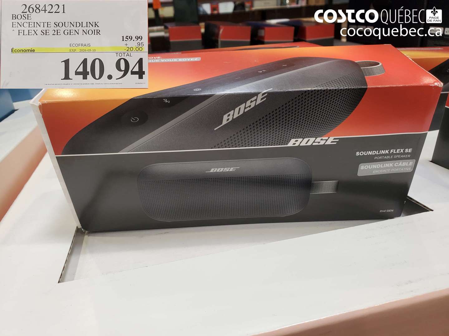 2684221 BOSE ENCEINTE SOUNDLINK FLEX SE 2E GEN NOIR ($20.00 INSTANT SAVINGS EXPIRES ON 2026-05-10) $140.94