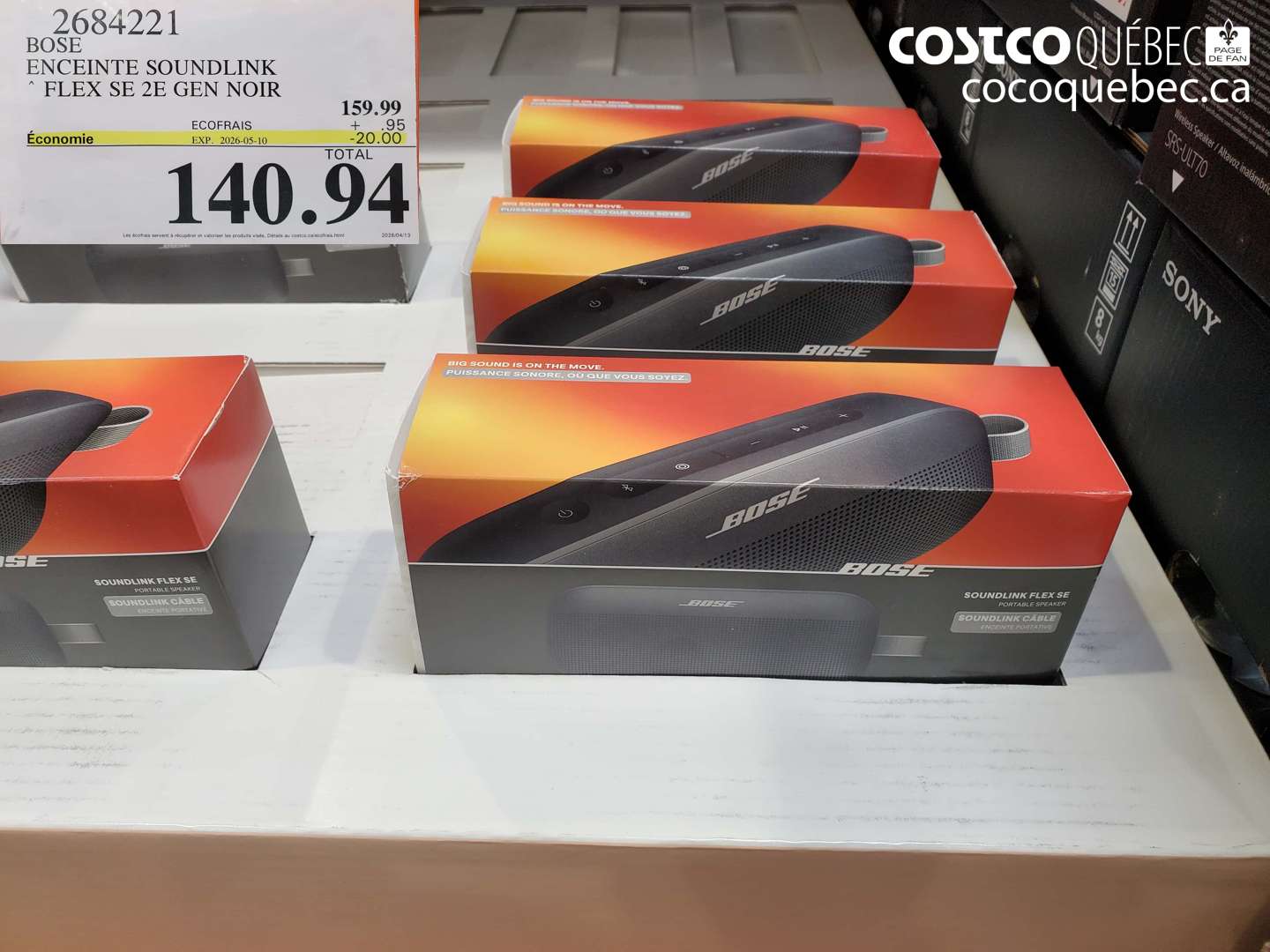 2684221 BOSE ENCEINTE SOUNDLINK FLEX SE 2E GEN NOIR ($20.00 INSTANT SAVINGS EXPIRES ON 2026-05-10) $140.94