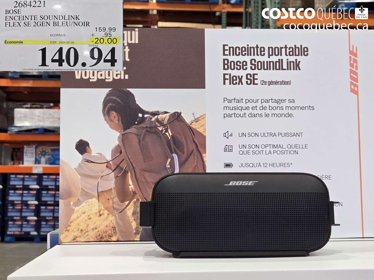 2684221 BOSE ENCEINTE SOUNDLINK FLEX SE 2GEN BLEU/NOIR ($20.00 INSTANT SAVINGS EXPIRES ON 2026-05-10) $140.94