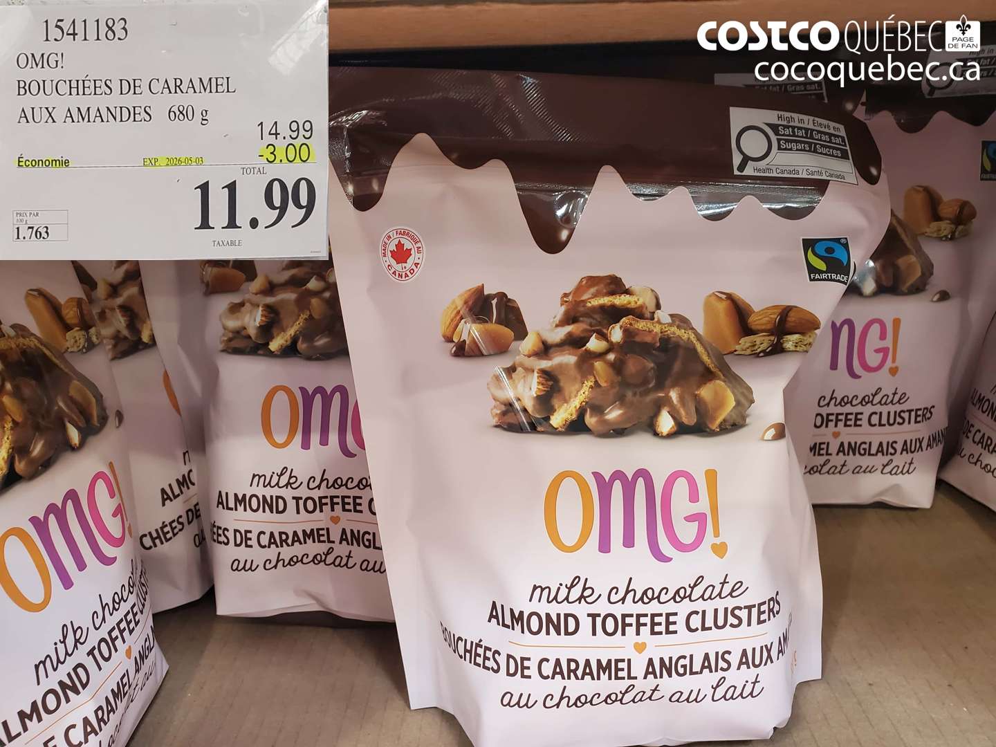 1541183 BOUCHÉES DE CARAMEL AUX AMANDES 680 G ($3.00 INSTANT SAVINGS EXPIRES ON 2026-05-03) $11.99