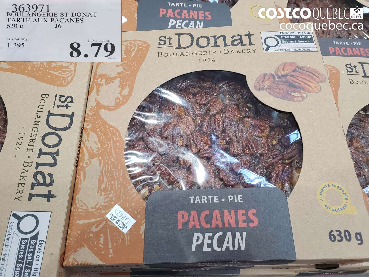 363971 BOULANGERIE ST-DONAT TARTE AUX PACANES 630 G $8.79