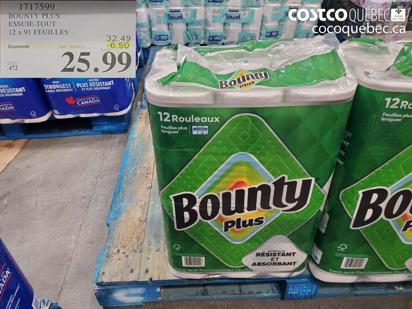 1717599 BOUNTY PLUS ESSUIE-TOUT 12 X 91 FEUILLES ($6.50 INSTANT SAVINGS EXPIRES ON 2026-05-10) $25.99