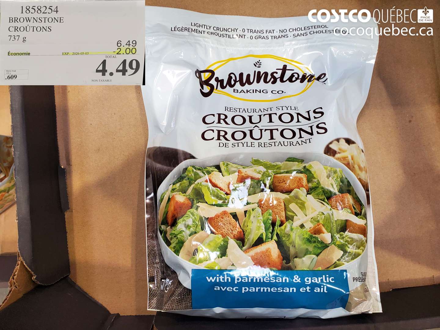 1858254 BROWNSTONE CROUTONS 737 G ($2.00 INSTANT SAVINGS EXPIRES ON 2026-05-03) $4.49