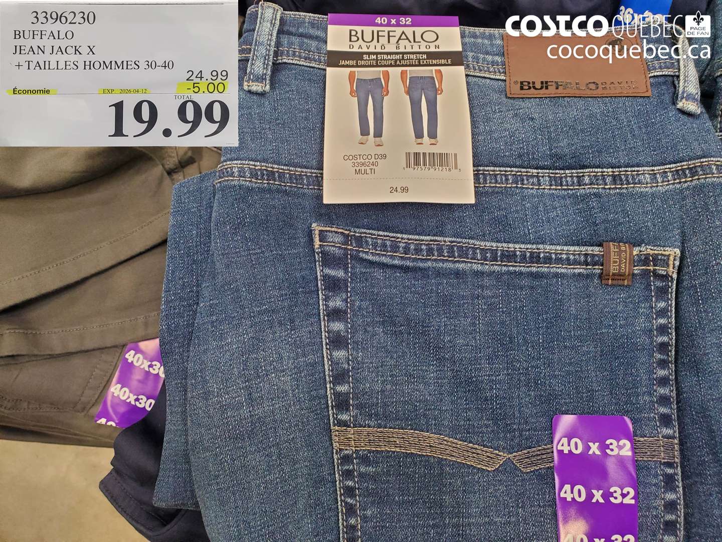 3396230 BUFFALO JEAN JACK X +TAILLES HOMMES 30-40 ($5.00 INSTANT SAVINGS EXPIRES ON 2026-04-12) $19.99