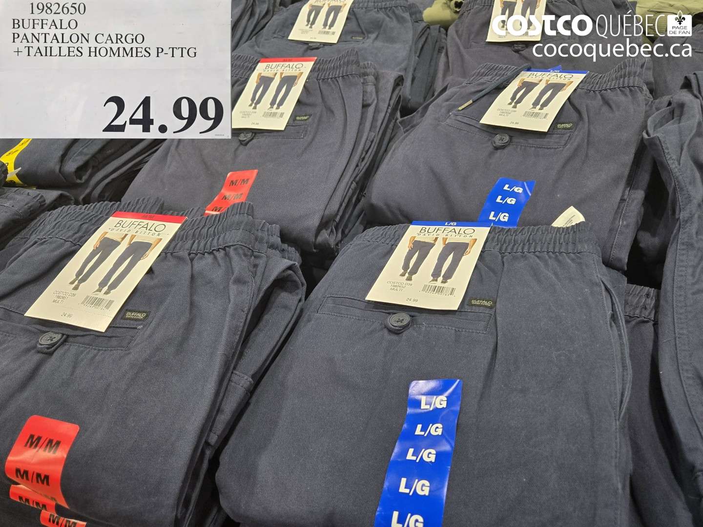 1982650 BUFFALO PANTALON CARGO + TAILLES HOMMES P-TTG $24.99