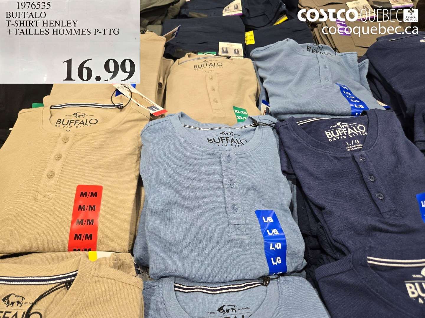 1976535 BUFFALO T-SHIRT HENLEY + TAILLES HOMMES P-TG $16.99