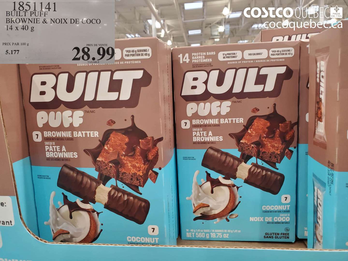 1851141 BUILT PUFF BROWNIE & NOIX DE COCO $28.99