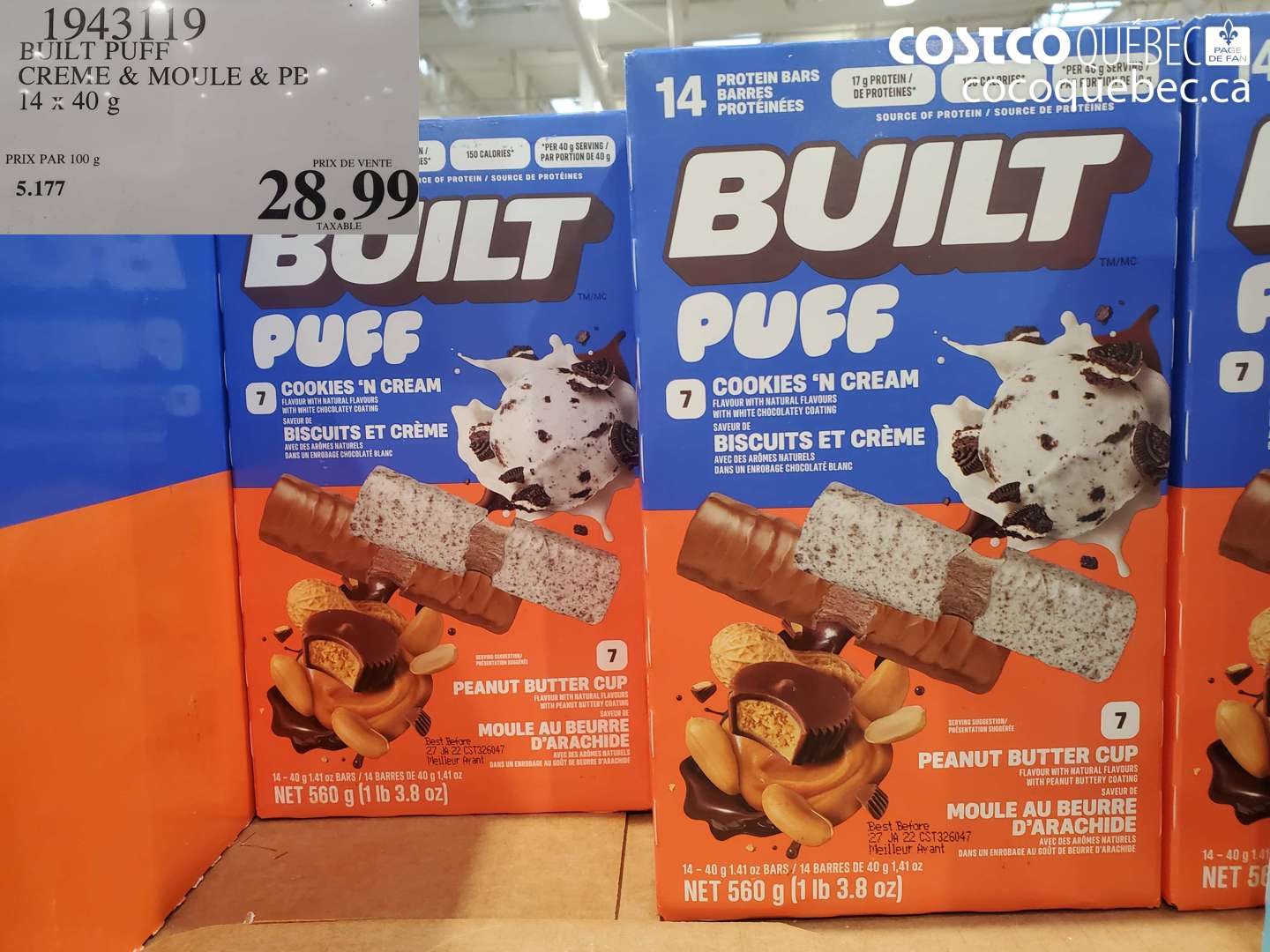 1943119 BUILT PUFF CREME & MOULE & PB 14 X 40 G $28.99