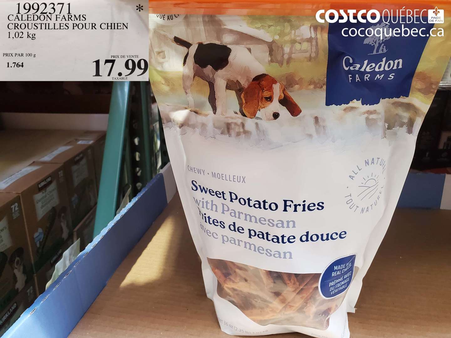 1992371 CALEDON FARMS CROUSTILLES POUR CHIEN 1.02 KG $17.99