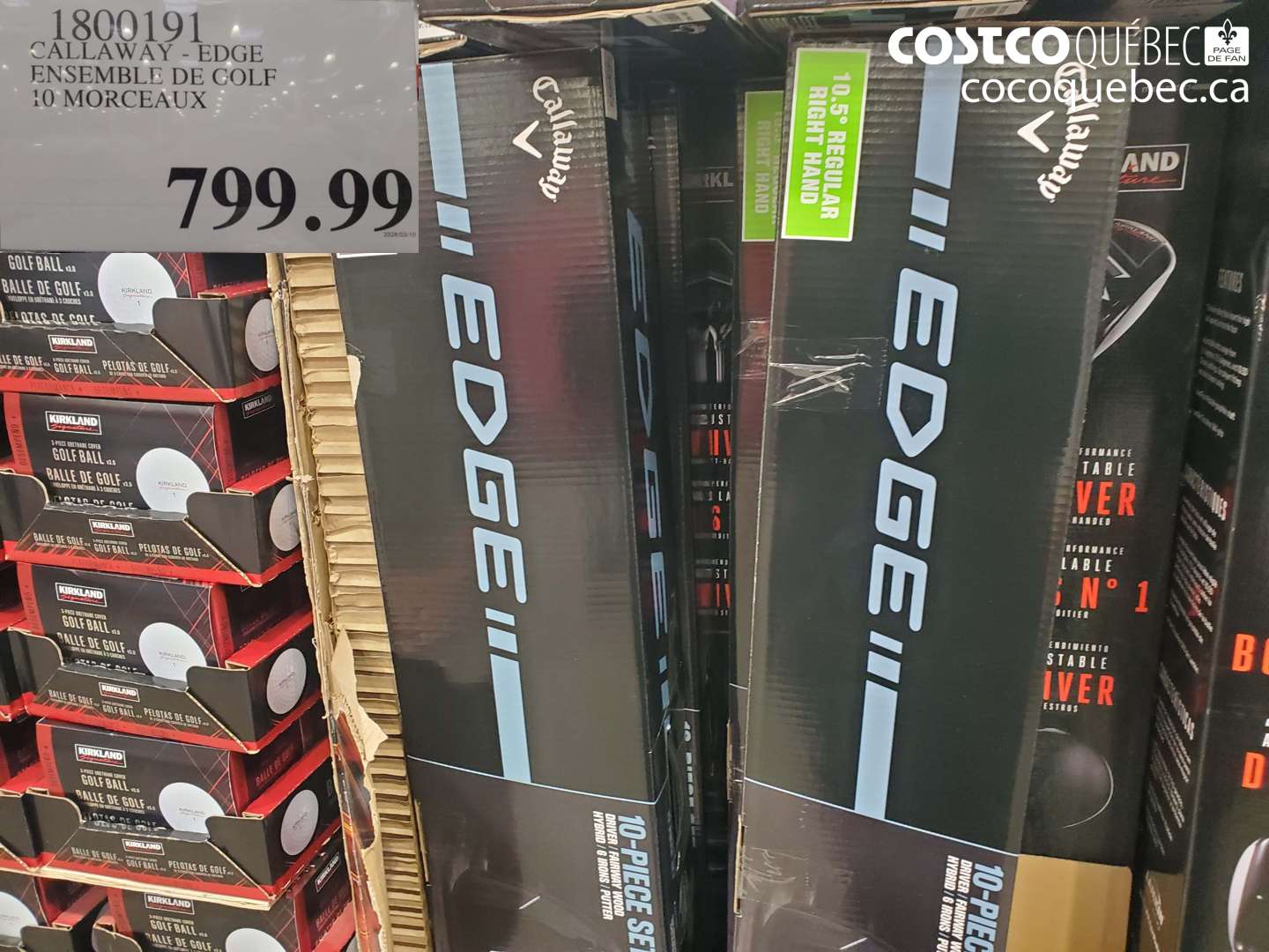 1800191 CALLAWAY - EDGE ENSEMBLE DE GOLF 10 MORCEAUX $799.99