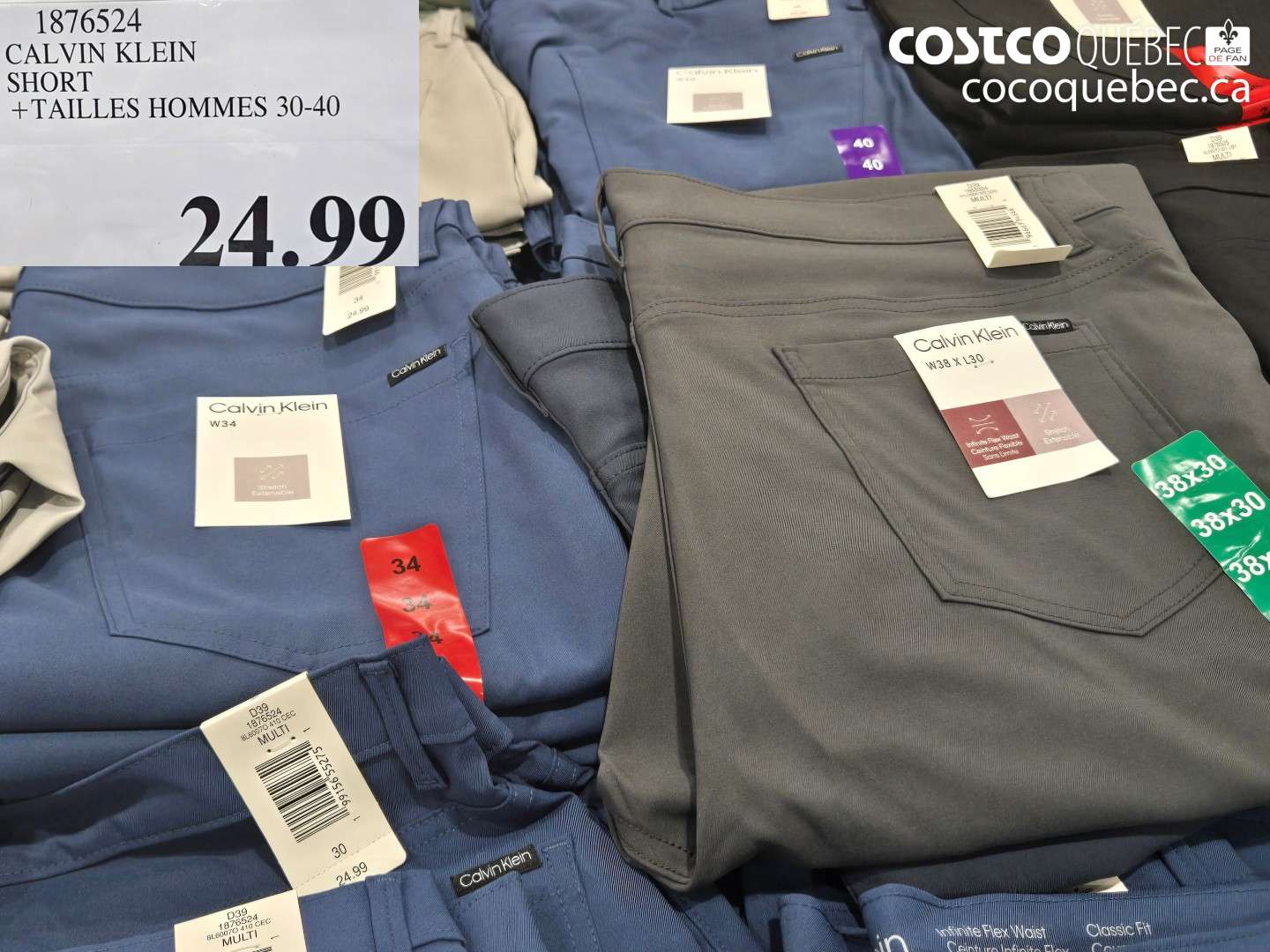 1876524 CALVIN KLEIN SHORT +TAILLES HOMMES 30-40 $24.99